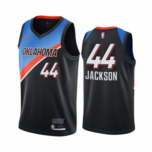 Oklahoma City Thunder #44 Justin Jackson Black Swingman 2020-21 City Edition Jersey Mens