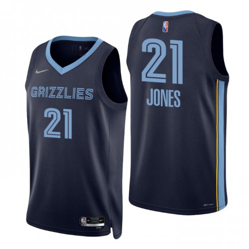 Memphis Grizzlies #21 Tyus Jones Navy Mens 2021-22 75th Anniversary Diamond Swingman Jersey - Icon Edition Mens