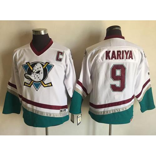 Anaheim Ducks #9 Paul Kariya White CCM Throwback Youth Stitched Jersey Youth