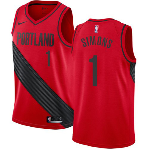 Portland Trail Blazers #1 Anfernee Simons Red Statement Edition Swingman Jersey Mens