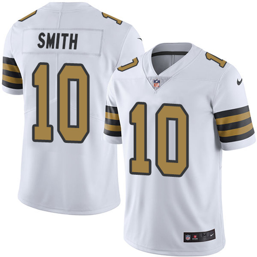 New Orleans Saints #10 Tre'Quan Smith White Youth Stitched Limited Rush Jersey Youth