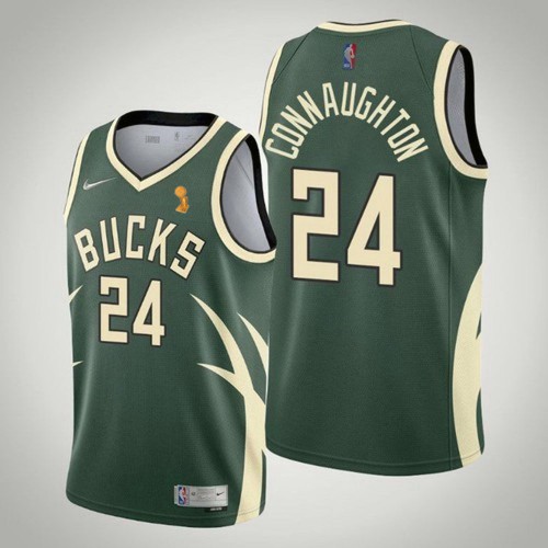 Milwaukee Bucks #24 Pat Connaughton Youth 2021 Finals Champions Swingman Earned Edition Jersey Green Youth