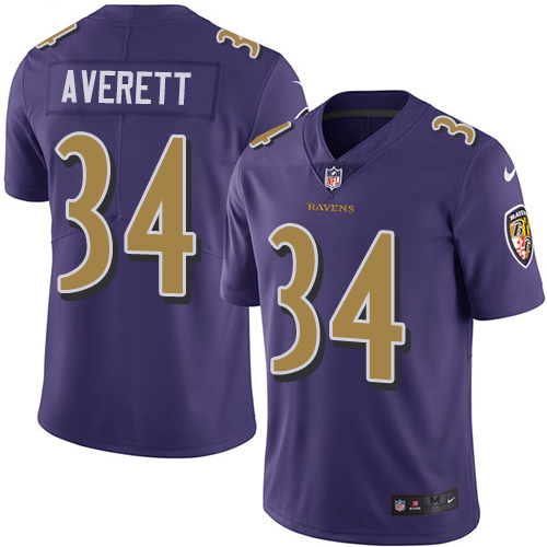 Baltimore Ravens #34 Anthony Averett Purple Men's Stitched Limited Rush Jersey Men's