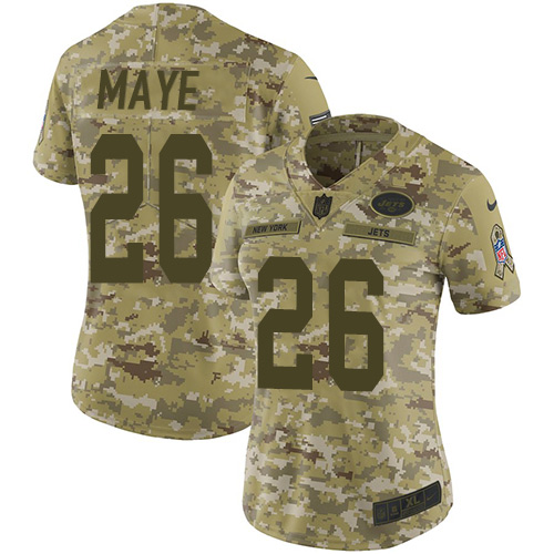 New York Jets #26 Marcus Maye Camo Women's Stitched Limited 2018 Salute to Service Jersey Womens