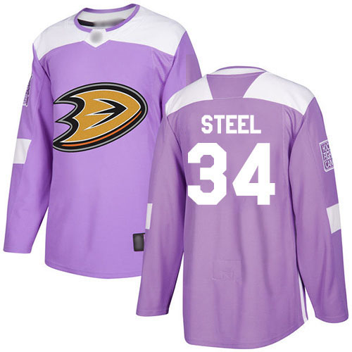Adidas Anaheim Ducks #34 Sam Steel Purple Authentic Fights Cancer Stitched Jersey Men's