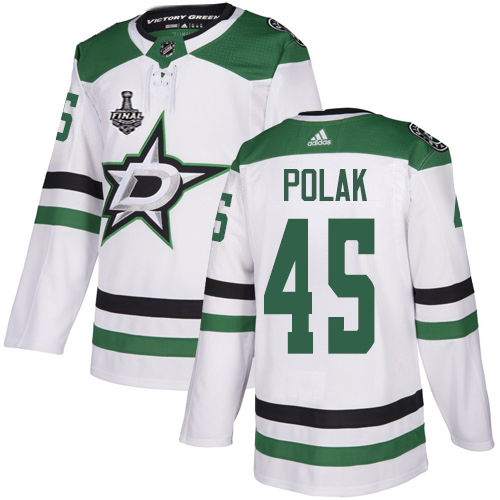 Adidas Dallas Stars #45 Roman Polak White Road Authentic 2020 Stanley Cup Final Stitched Jersey Men's