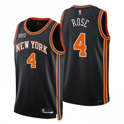 New York New York Knicks #4 Derrick Rose Mens Black 2021/22 Swingman Jersey - City Edition Mens