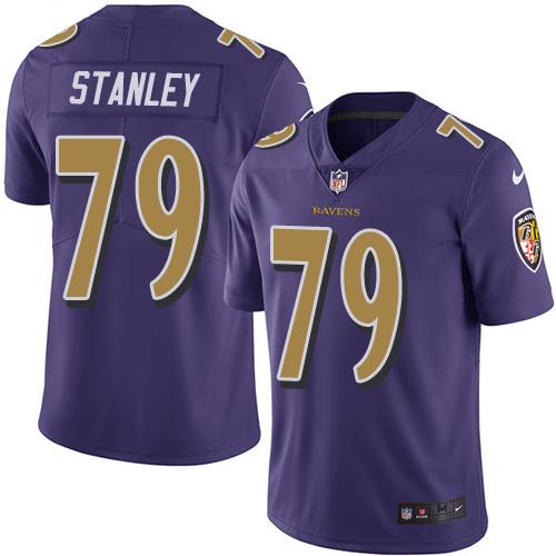 Baltimore Ravens #79 Ronnie Stanley Purple Men's Stitched Limited Rush Jersey Men's
