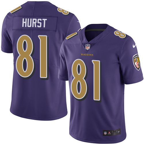 Baltimore Ravens #81 Hayden Hurst Purple Youth Stitched Limited Rush Jersey Youth