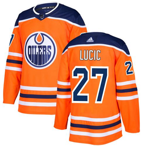 Adidas Edmonton Oilers #27 Milan Lucic Orange Home Authentic Stitched Jersey Men's