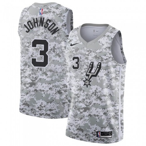 San Antonio Spurs #3 Keldon Johnson White Camo Youth Swingman Earned Edition Jersey Youth