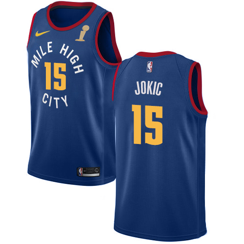 Nuggets #15 Nikola Jokic Blue 2023 Finals Champions Swingman Statement Edition Jersey