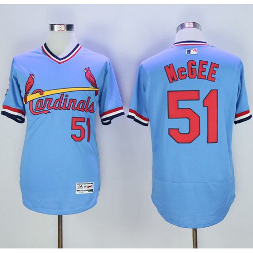 St.Louis Cardinals #51 Willie McGee Light Blue Flexbase Authentic Collection Cooperstown Stitched Jersey Men's