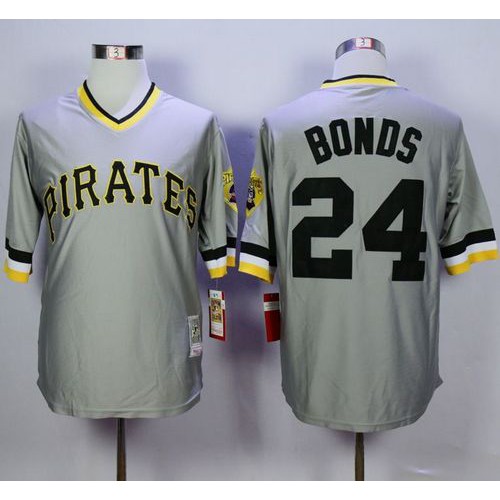 Mitchell And Ness Pittsburgh Pirates #24 Barry Bonds Grey Throwback Stitched Jersey Men's
