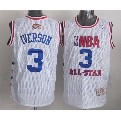 Mitchell And Ness Philadelphia 76ers #3 Allen Iverson White 2003 All-Star Stitched Jersey Mens