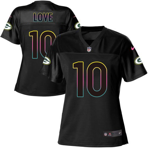 Packers #10 Jordan Love Black Women's Fashion Game Jersey