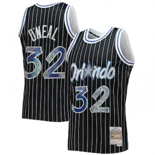 Orlando Magic #32 Shaquille ONeal Mitchell & Ness 1996-97 Hardwood Classics 75th Anniversary Diamond Swingman Jersey - Black Mens