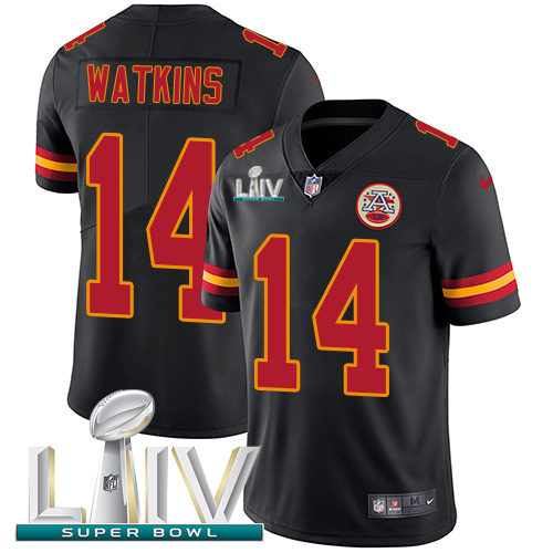 Kansas City Chiefs #14 Sammy Watkins Black Super Bowl LIV 2020 Men's Stitched Limited Rush Jersey Men's