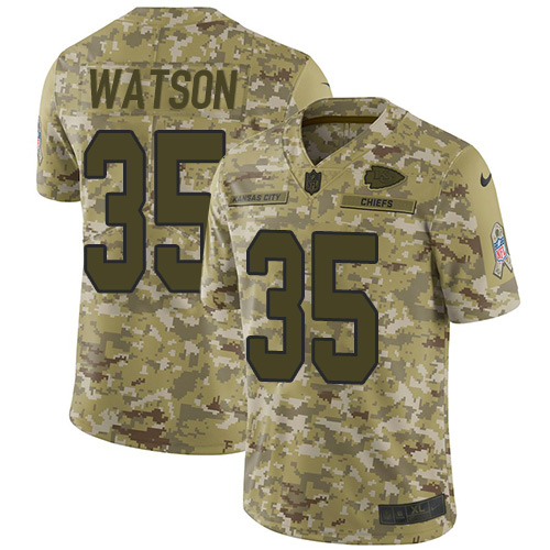 Chiefs #35 Jaylen Watson Camo Youth Stitched Limited 2018 Salute To Service Jersey