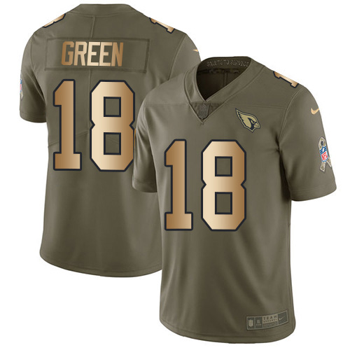Arizona Cardinals #18 A.J. Green Olive/Gold Men's Stitched Limited 2017 Salute To Service Jersey Men's