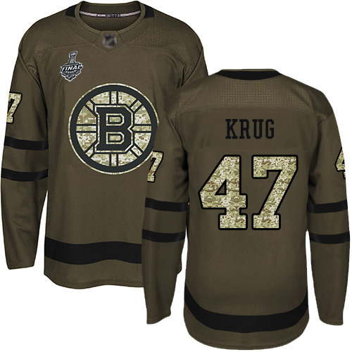 Adidas Boston Bruins #47 Torey Krug Green Salute to Service Stanley Cup Final Bound Youth Stitched Jersey Youth