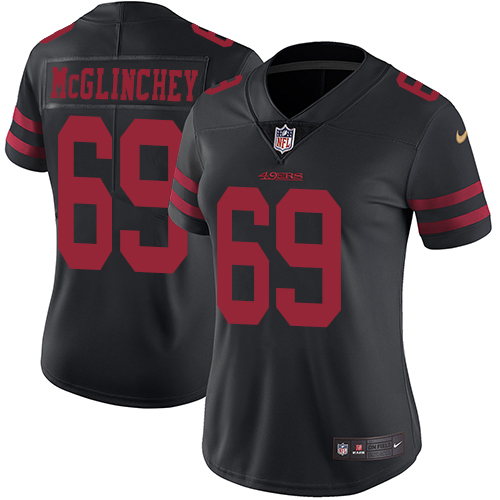 San Francisco 49ers #69 Mike McGlinchey Black Alternate Women's Stitched Vapor Untouchable Limited Jersey Womens