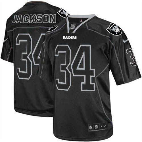 Raiders #34 Bo Jackson Lights Out Black Youth Stitched Elite Jersey