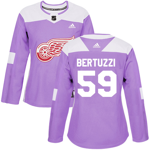 Adidas Detroit Red Wings #59 Tyler Bertuzzi Purple Authentic Fights Cancer Women's Stitched Jersey Womens