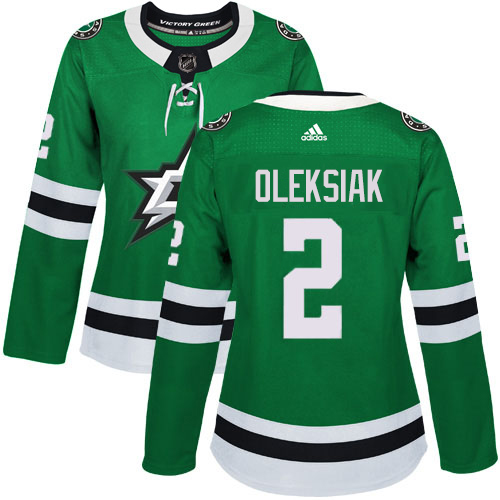 Adidas Dallas Stars #2 Jamie Oleksiak Green Home Authentic Women's Stitched Jersey Womens
