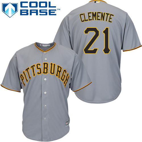 Pittsburgh Pirates #21 Roberto Clemente Grey Cool Base Stitched Youth Jersey Youth