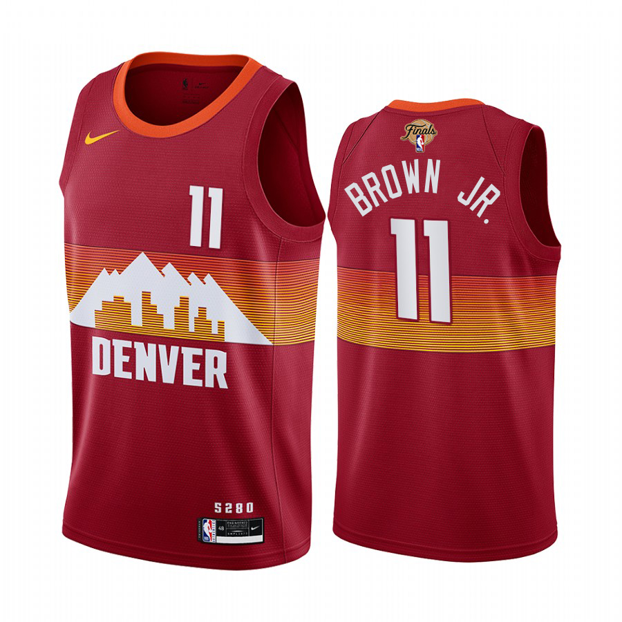 Nuggets #11 Bruce Brown Jr. Red Swingman 2023 Finals Patch City Edition Jersey
