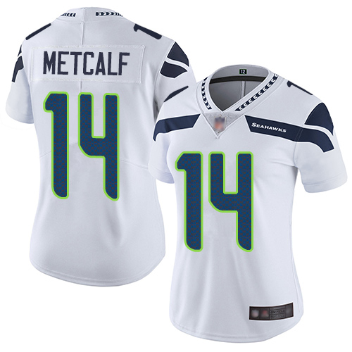 Seahawks #14 D.K. Metcalf White Women's Stitched Vapor Untouchable Limited Jersey