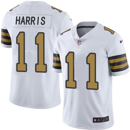 New Orleans Saints #11 Deonte Harris White Men's Stitched Limited Rush Jersey Men's