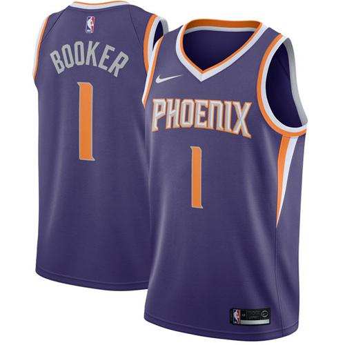 Phoenix Suns #1 Devin Booker Purple Swingman Icon Edition Jersey Mens