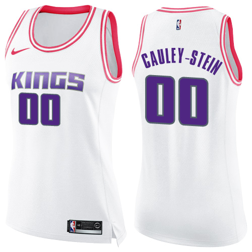Sacramento Kings #00 Willie Cauley-Stein White/Pink Womens Swingman Fashion Jersey Womens