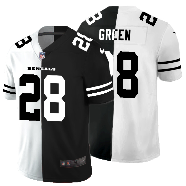 Cincinnati Bengals #28 Joe Mixon Men's Black V White Peace Split Vapor Untouchable Limited Jersey