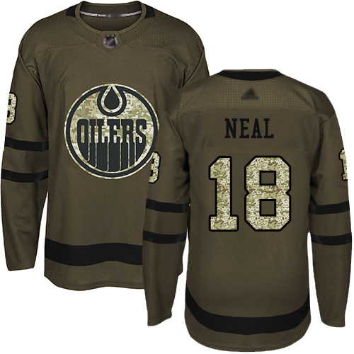 Adidas Edmonton Oilers #18 James Neal Green Salute to Service Stitched Jersey Men's