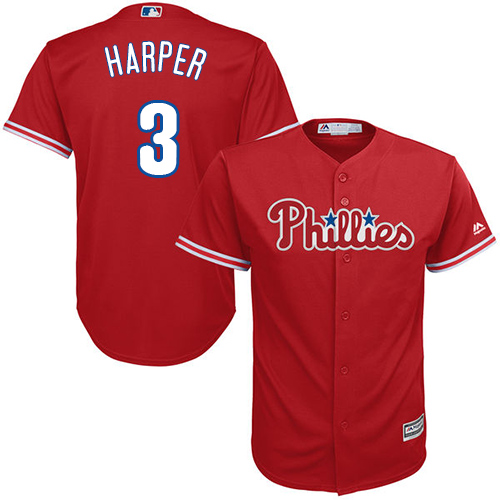 Philadelphia Phillies #3 Bryce Harper Red New Cool Base Stitched Jersey Men's