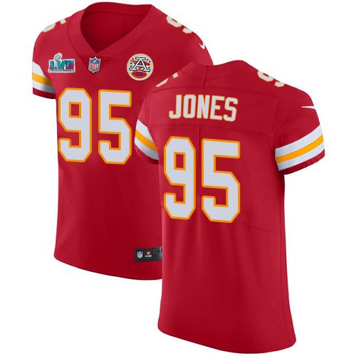 Chiefs #95 Chris Jones Red Team Color Super Bowl LVII Patch Men's Stitched Vapor Untouchable Elite Jersey