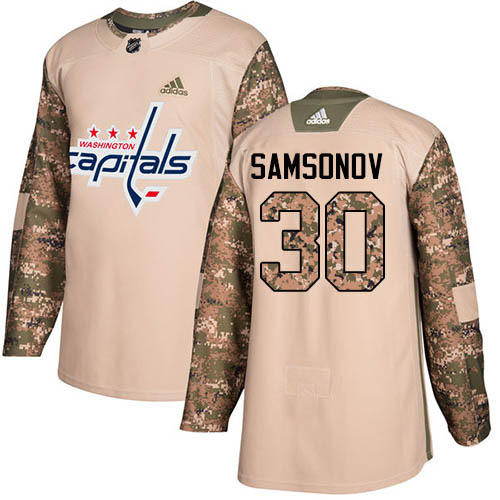 Adidas Washington Capitals #30 Ilya Samsonov Camo Authentic 2017 Veterans Day Stitched Youth Jersey Youth
