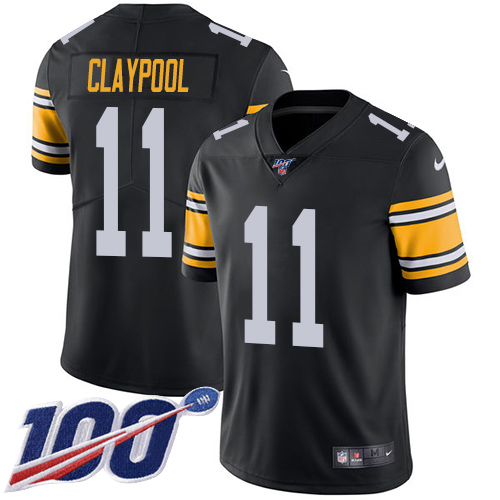 Pittsburgh Steelers #11 Chase Claypool Black Alternate Men's Stitched 100th Season Vapor Untouchable Limited Jersey Men's
