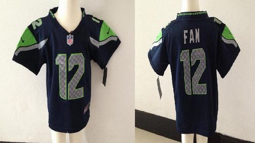 Toddler Seahawks #12 Fan Steel Blue Team Color Stitched Elite Jersey
