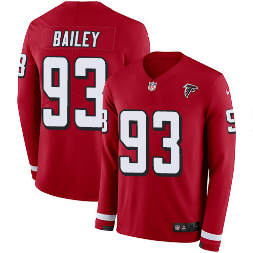 Atlanta Falcons #93 Allen Bailey Red Team Color Youth Stitched Limited Therma Long Sleeve Jersey Youth
