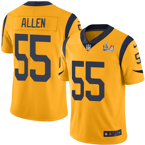 Los Angeles Rams #55 Brian Allen Gold Super Bowl LVI Patch Men's Stitched Limited Rush Jersey Men's