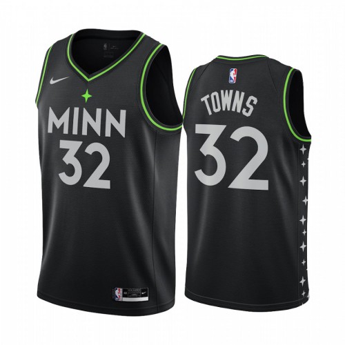 Minnesota Timberwolves #32 Karl-Anthony Towns Black Womens Swingman 2020-21 City Edition Jersey Womens