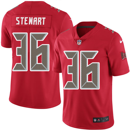 Tampa Bay Buccaneers #36 M.J. Stewart Red Men's Stitched Limited Rush Jersey Men's