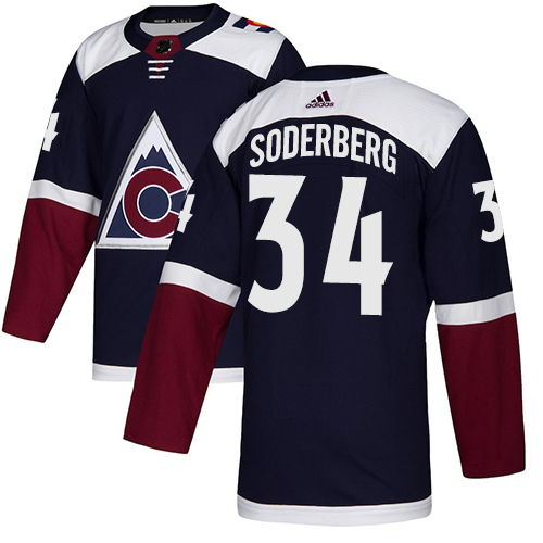 Adidas Colorado Avalanche #34 Carl Soderberg Navy Alternate Authentic Stitched Jersey Men's