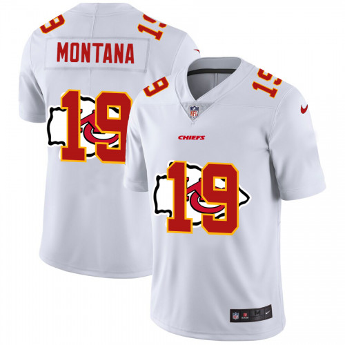 Kansas City Kansas City Chiefs #19 Joe Montana White Men's Team Logo Dual Overlap Limited Jersey Men's