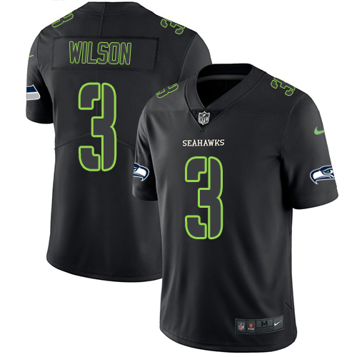 Seattle Seahawks #3 Russell Wilson Black Men's Stitched Limited Rush Impact Jersey Men's