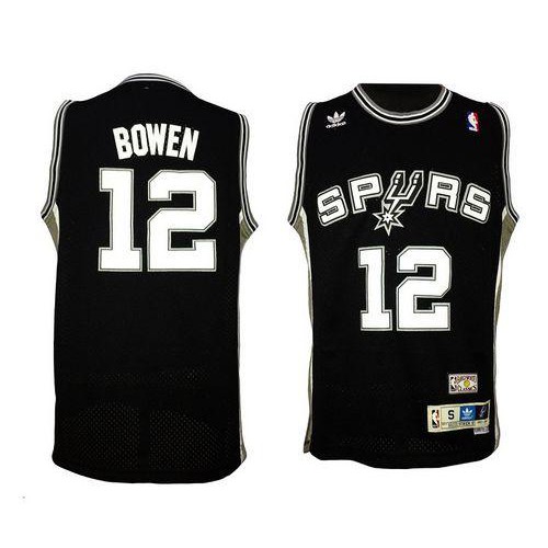 San Antonio Spurs #12 Bruce Bowen Black Throwback Stitched Jersey Mens